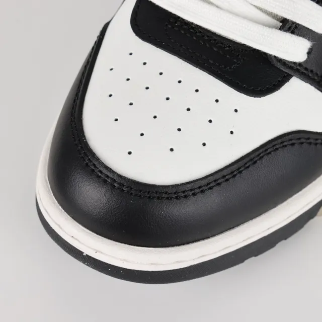 Black and White Two-Tone Leather Paneled Lifestyle Sneakers 5