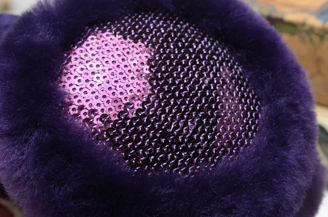 Black Brown Fur-Lined Mesh Interior Beanie 14