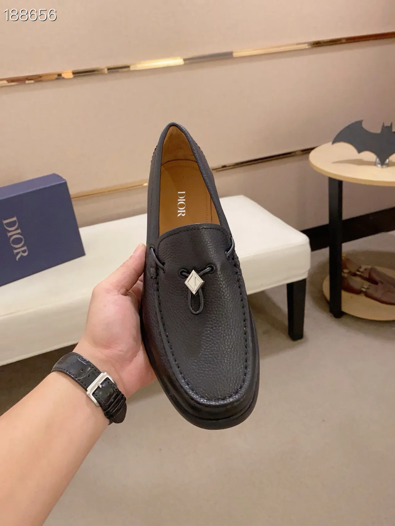 Black Brown Pebbled Leather Tassel Detail Loafer 6