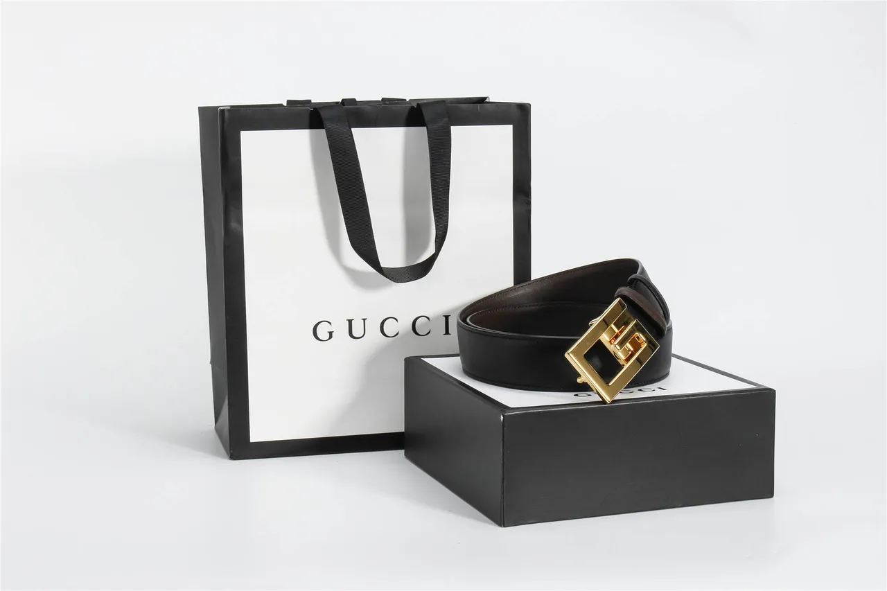 Black Brown Reversible Two-Tone Rectangular Buckle Leather Belt 6