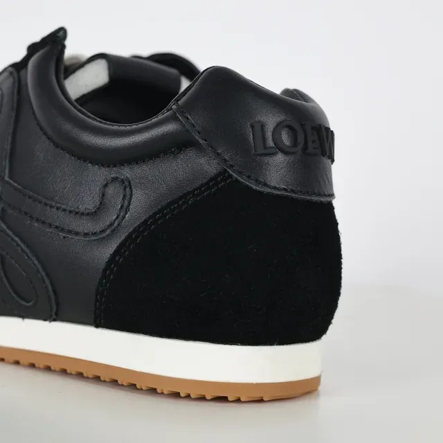 Black Brown Suede And Leather Upper Gum Rubber Toe Cap Sneakers 4