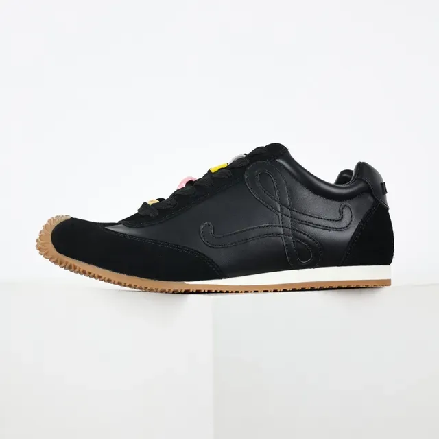 Black Brown Suede And Leather Upper Gum Rubber Toe Cap Sneakers 9