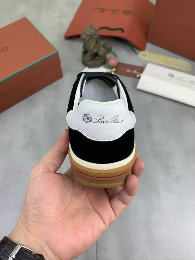 Black Brown Suede Upper Gum Rubber Sole Sneakers 3