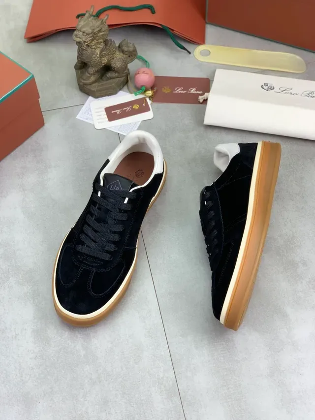 Black Brown Suede Upper Gum Rubber Sole Sneakers 5