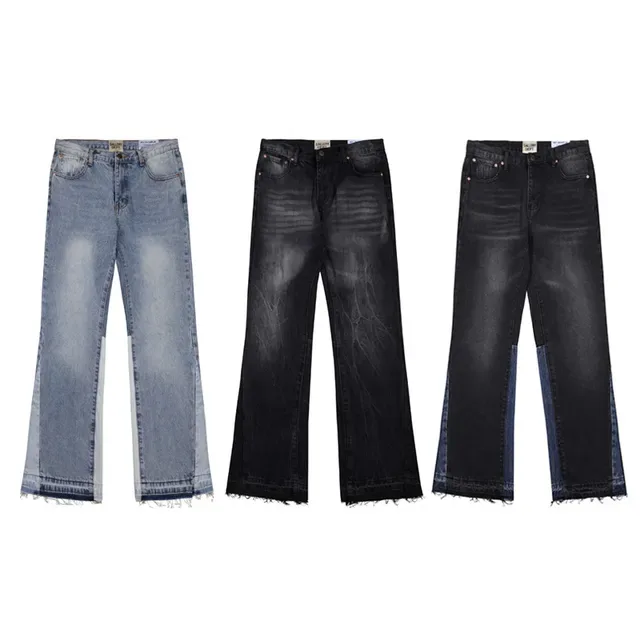 Black Distressed Flared Raw-Hem Jeans 2