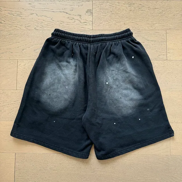 Black Flame Graphic Distressed Shorts 7