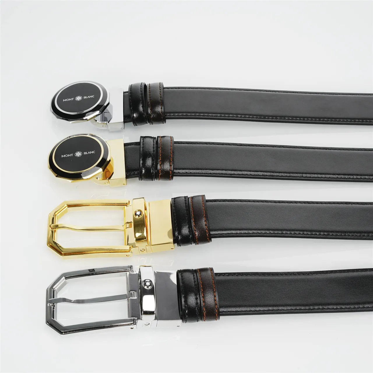 Black Gold Buckle Leather Belt 2