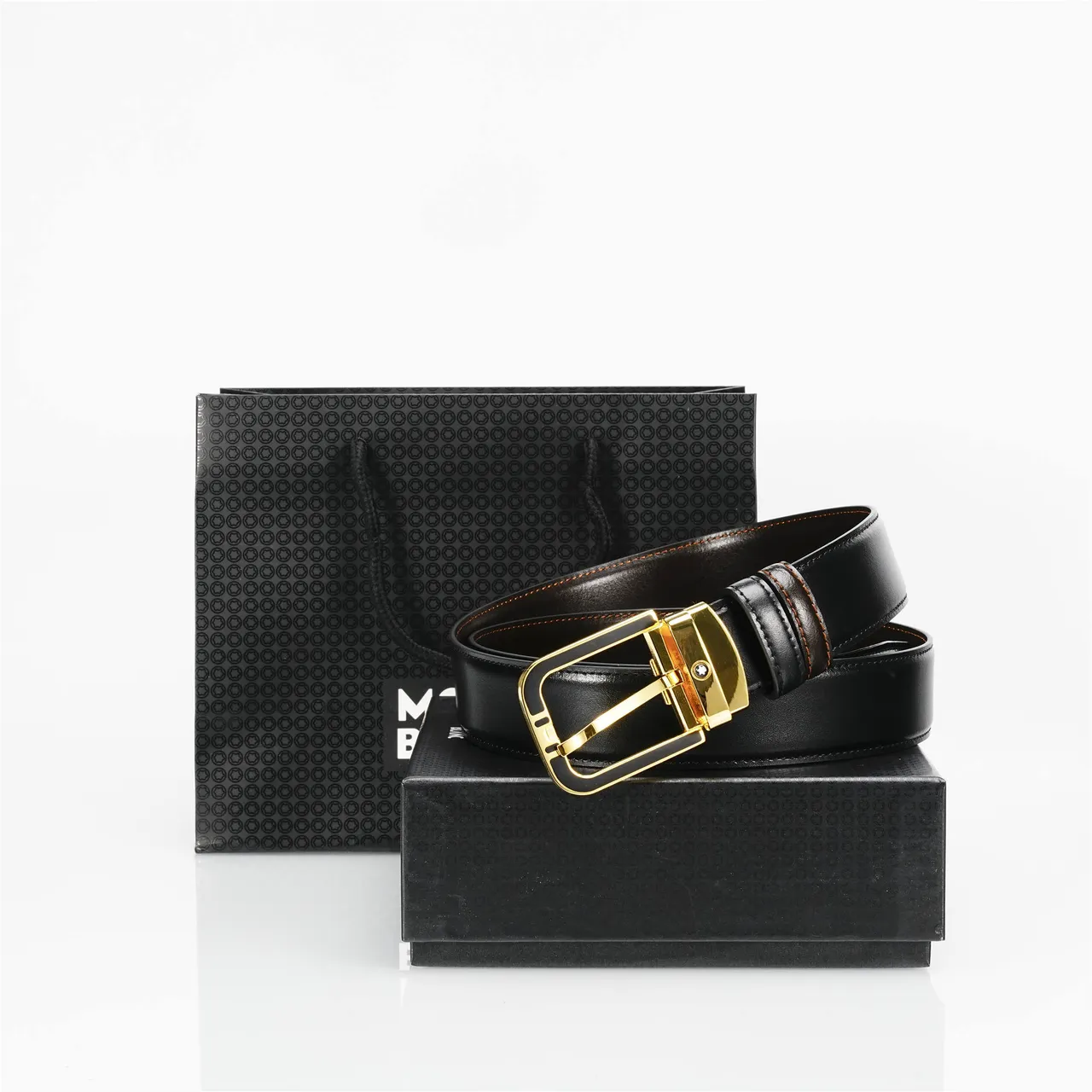 Black Gold Buckle Leather Belt 3