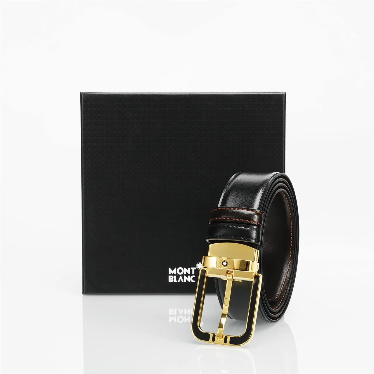 Black Gold Buckle Leather Belt 4