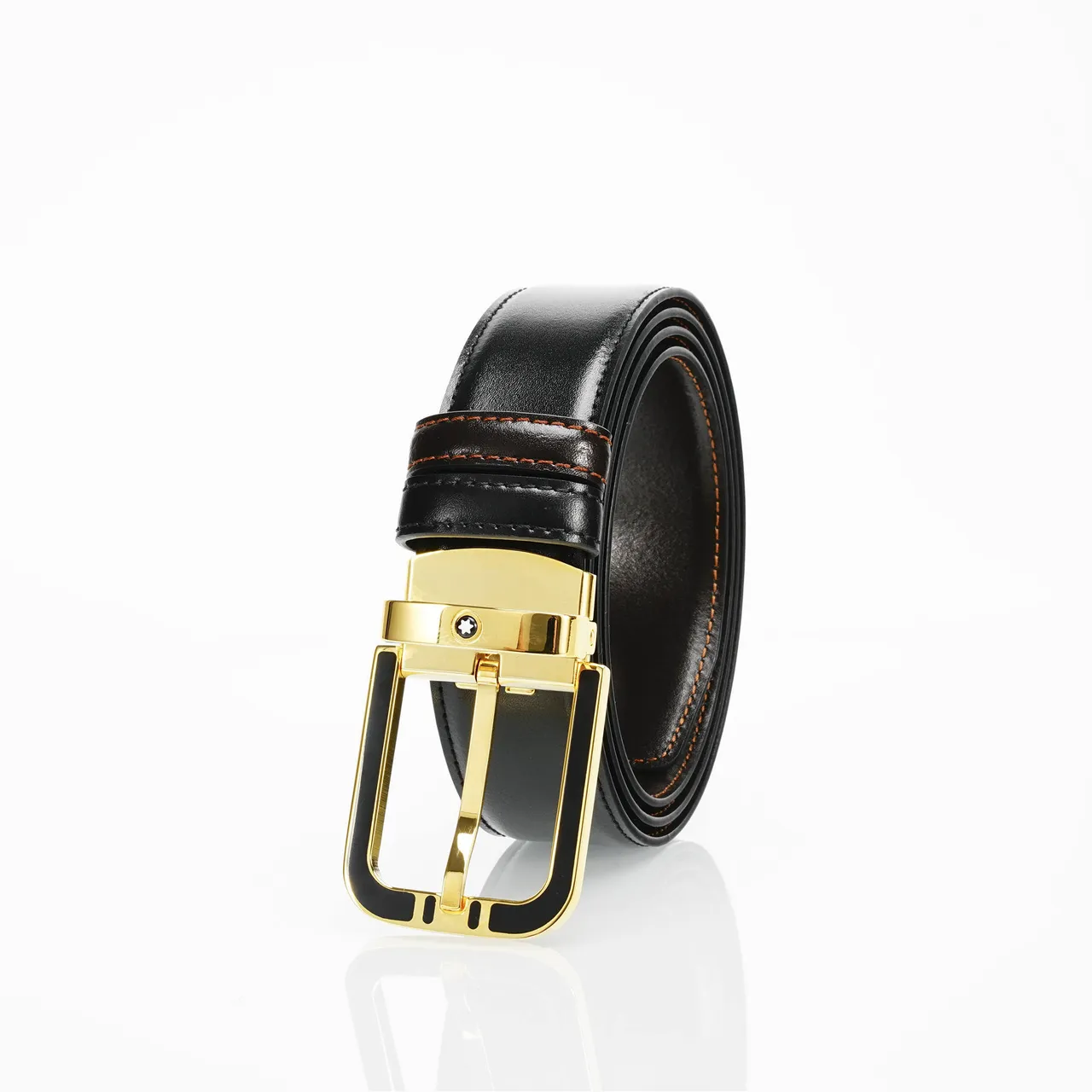 Black Gold Buckle Leather Belt 5