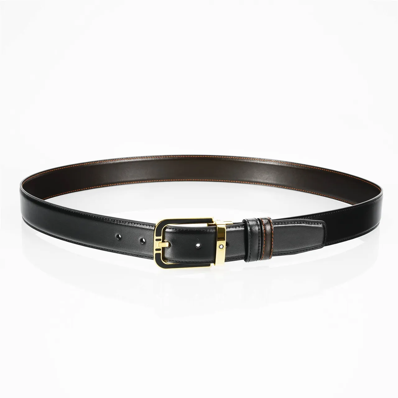 Black Gold Buckle Leather Belt 7