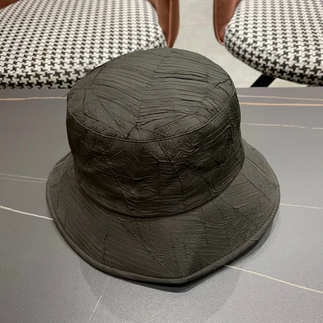 Black Gold Crinkled Textured Fabric Structured Crown Bucket Hat 5