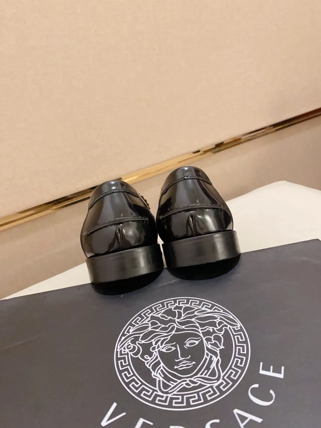Black Gold Patent Leather Metal Bit Detail Loafer 4