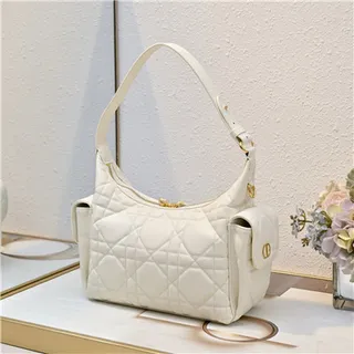 Black Gold Quilted Diamond Stitching Slouchy Silhouette Hobo Bag 7