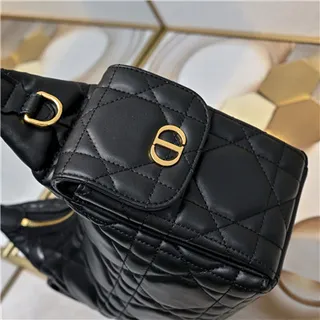 Black Gold Quilted Diamond Stitching Slouchy Silhouette Hobo Bag 15