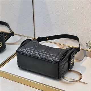 Black Gold Quilted Diamond Stitching Slouchy Silhouette Hobo Bag 16