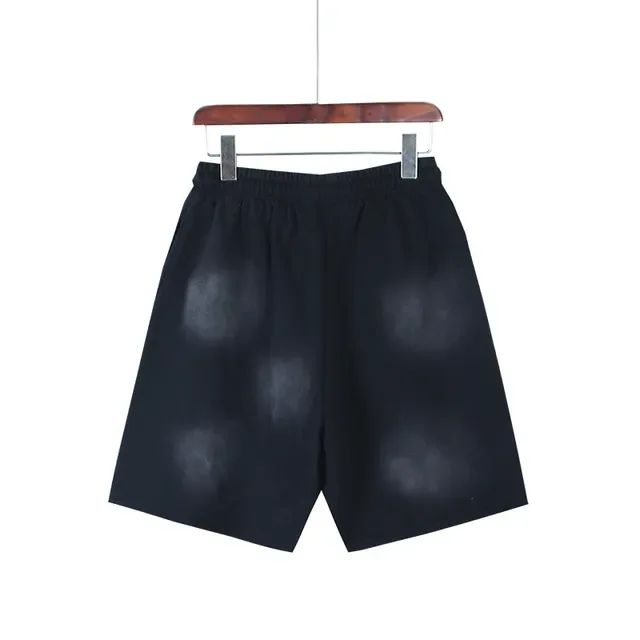 Black Gradient Flame Graphic Drawstring Waist Shorts 15