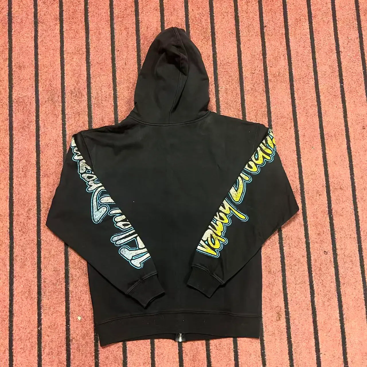 Black Graphic-Print Full-Zip Oversized Hoodie 2