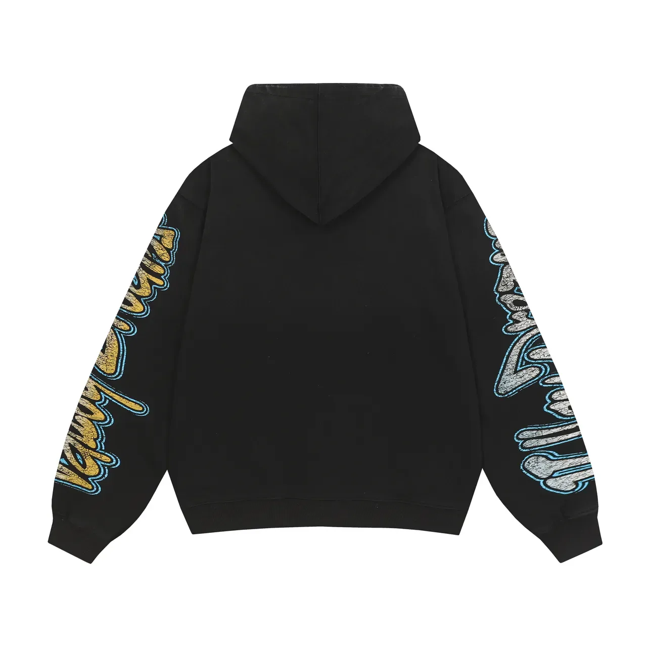 Black Graphic-Print Full-Zip Oversized Hoodie 6