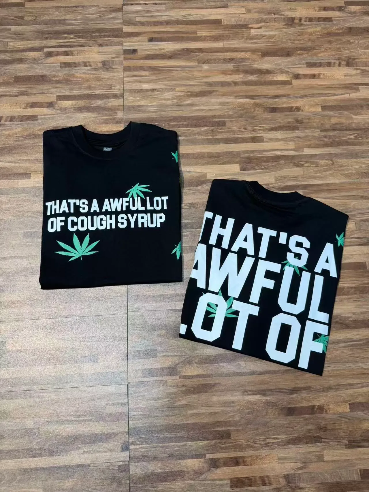 Black Green Oversized Fit All-Over Leaf Print T-Shirt 6