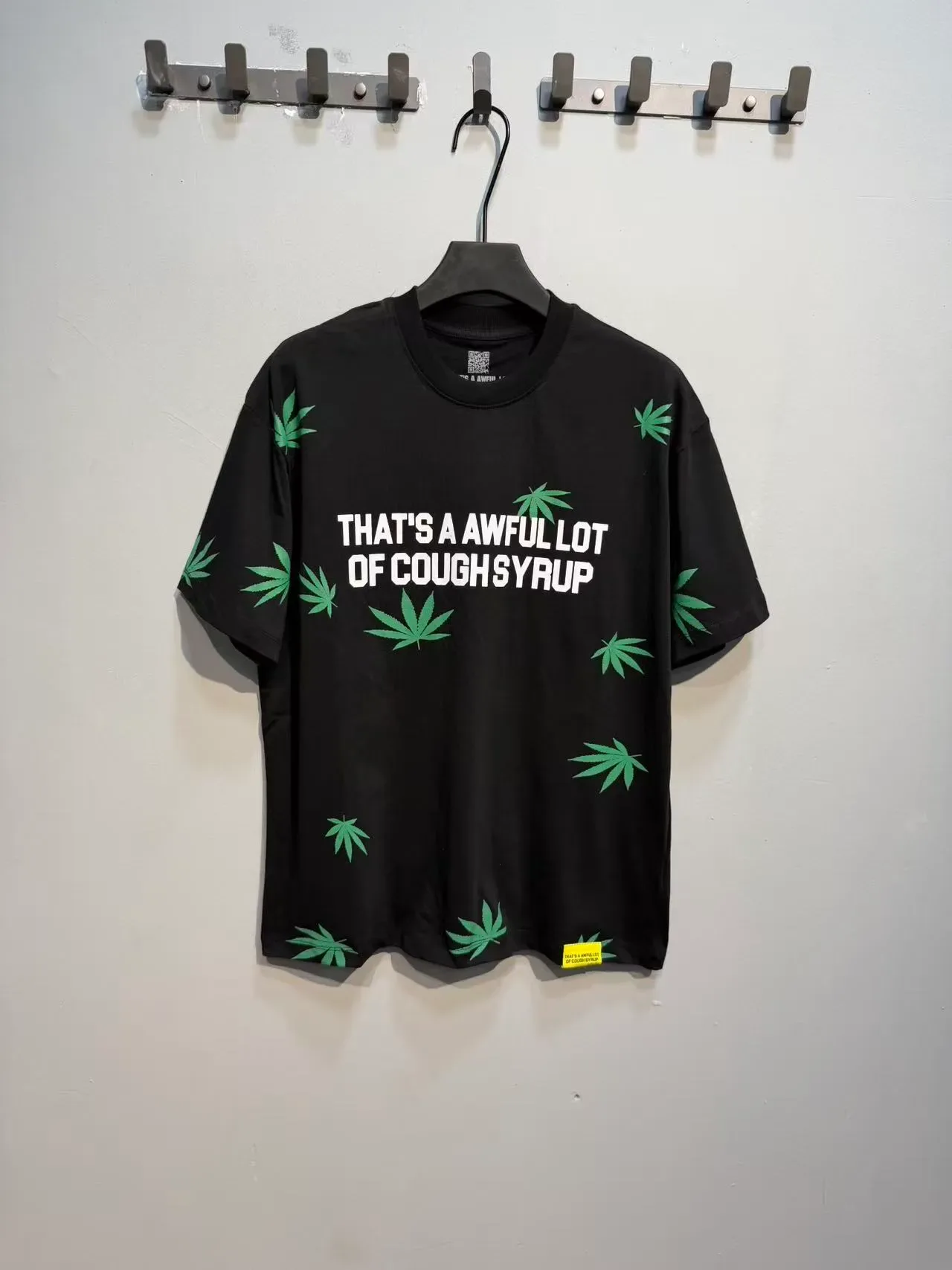 Black Green Oversized Fit All-Over Leaf Print T-Shirt 8