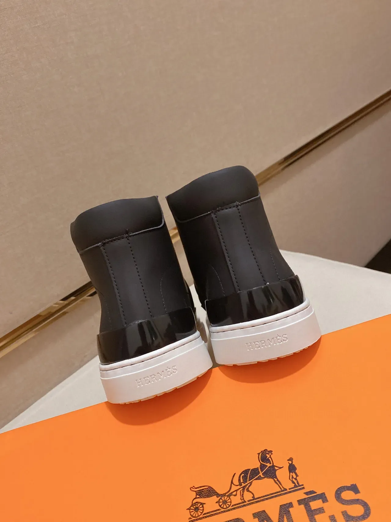Black High-Top Smooth Upper White Cupsole Sneakers 3