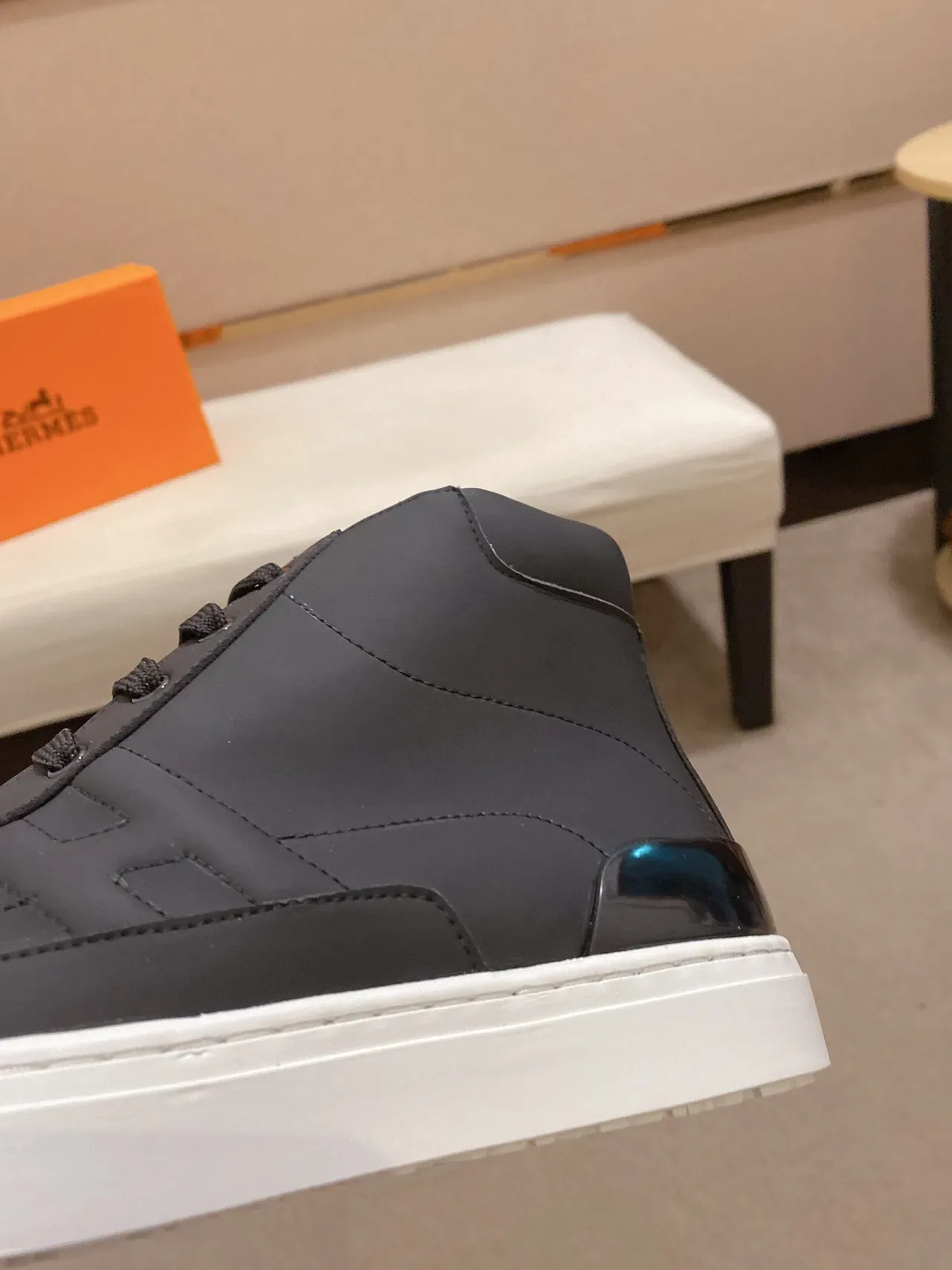Black High-Top Smooth Upper White Cupsole Sneakers 4