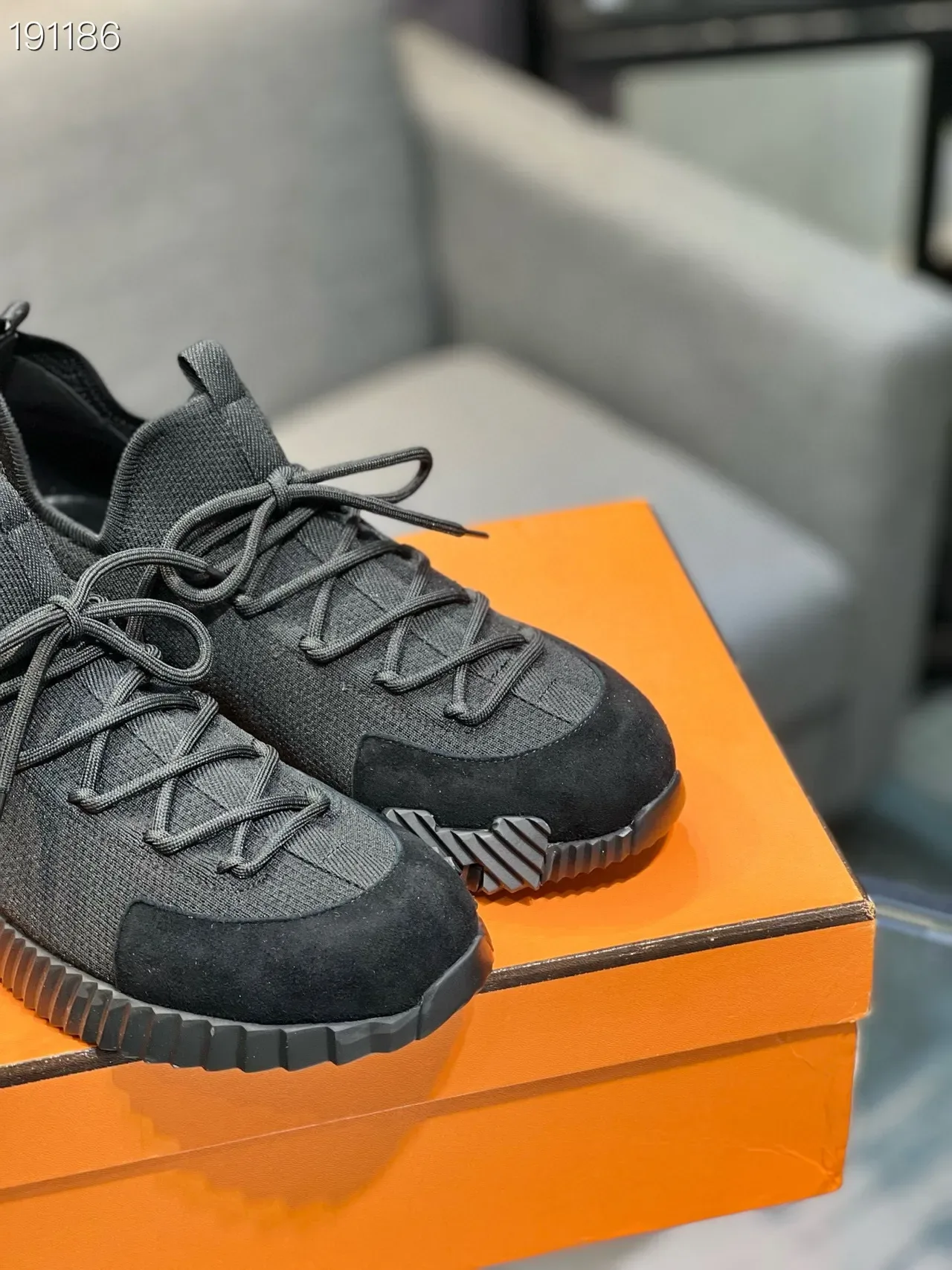 Black Knit and Suede Lace-Up Lifestyle Sneakers 8