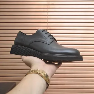 Black Leather Cap Toe Platform Oxford Shoes