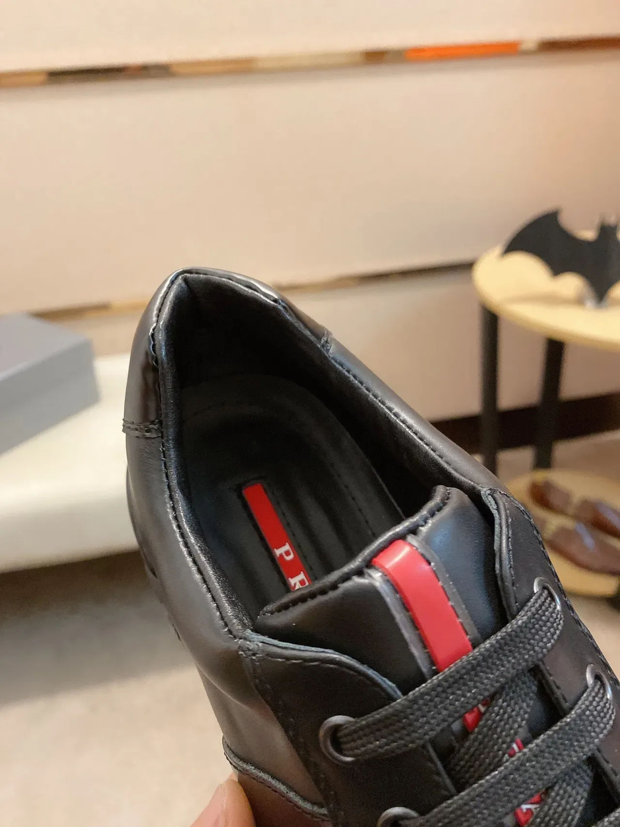 Black Leather Low-Top Lace-Up Sneaker 4