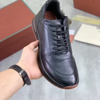 Sapato casual de plataforma de couro preto com cadarços