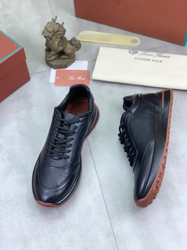 Black Leather Platform Lace-Up Casual Shoe 5