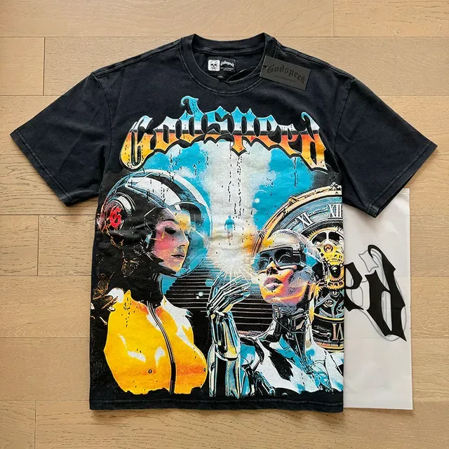 Black Multicolor Graphic Print Oversized T-Shirt 5