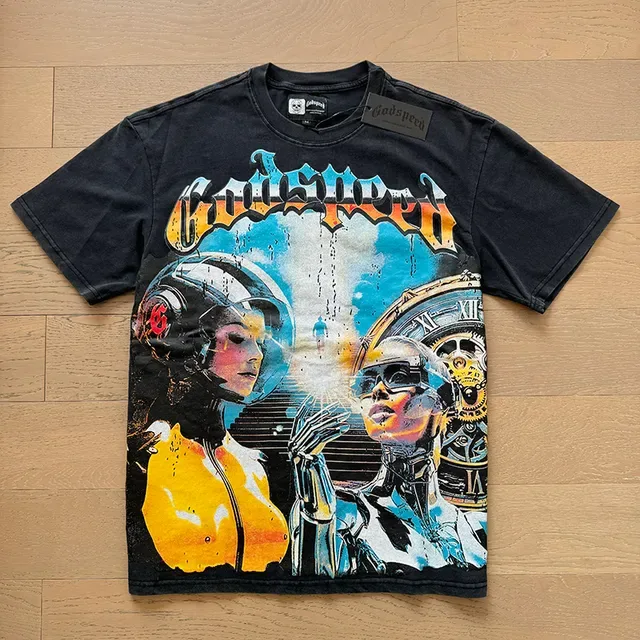 Black Multicolor Graphic Print Oversized T-Shirt 6