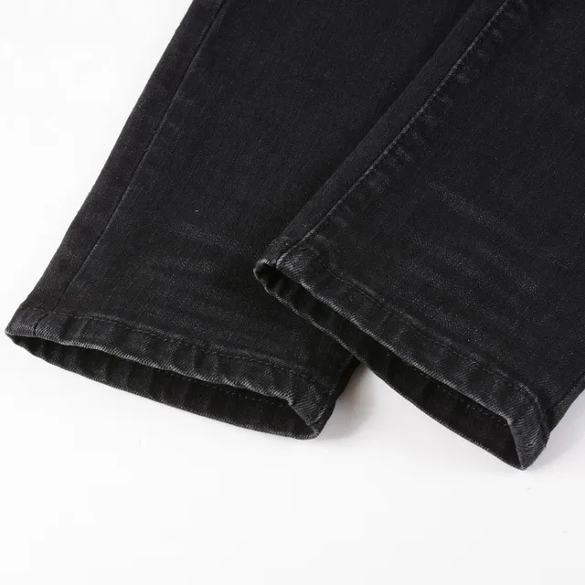 Black Multicolor Slim-Fit Distressed Jeans 8