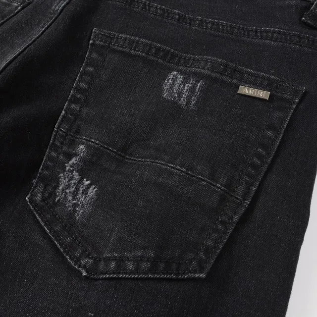 Black Multicolor Slim-Fit Distressed Jeans 10
