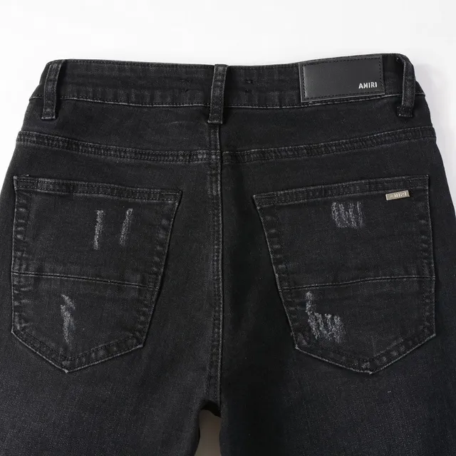 Black Multicolor Slim-Fit Distressed Jeans 11