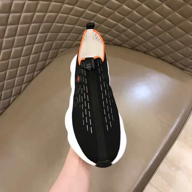 Black Orange Knit Slip-On Wavy Midsole Lifestyle Sneakers 4