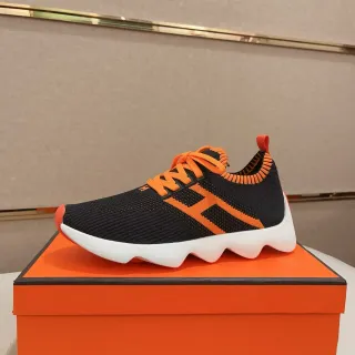 Black Orange Knit Upper Sculpted Wavy Midsole Lifestyle Sneakers