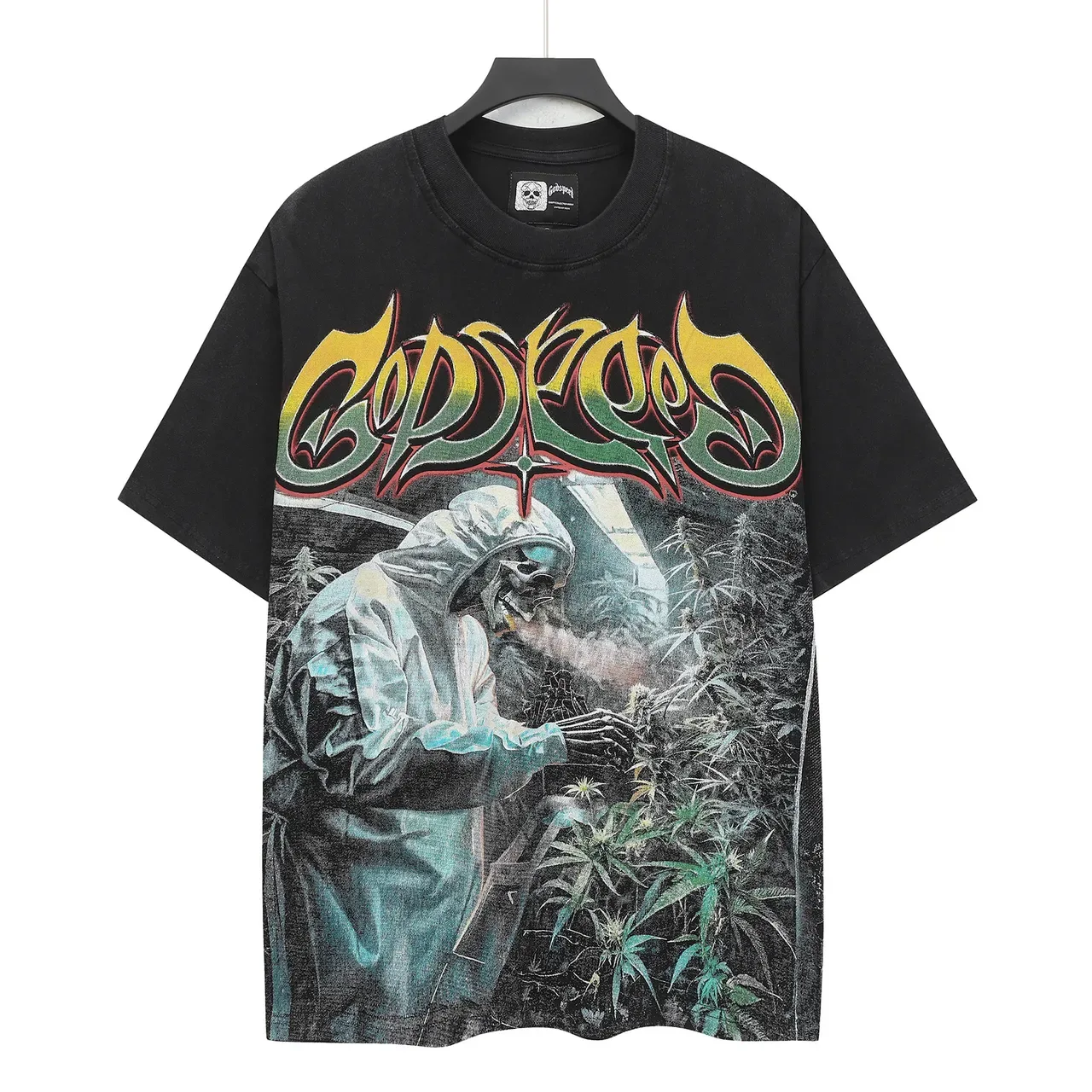 Black Oversized Double-Sided Graphic Print T-Shirt 2