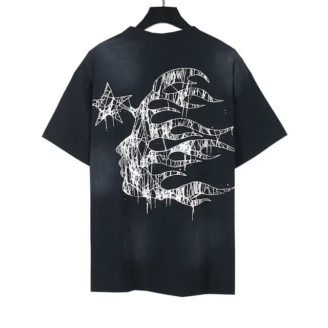 Black Oversized Graphic Print Dripping Paint Effect T-Shirt 6