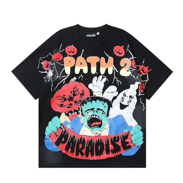 Black Oversized Horror Graphic Print T-Shirt 2