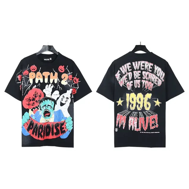 Black Oversized Horror Graphic Print T-Shirt 4