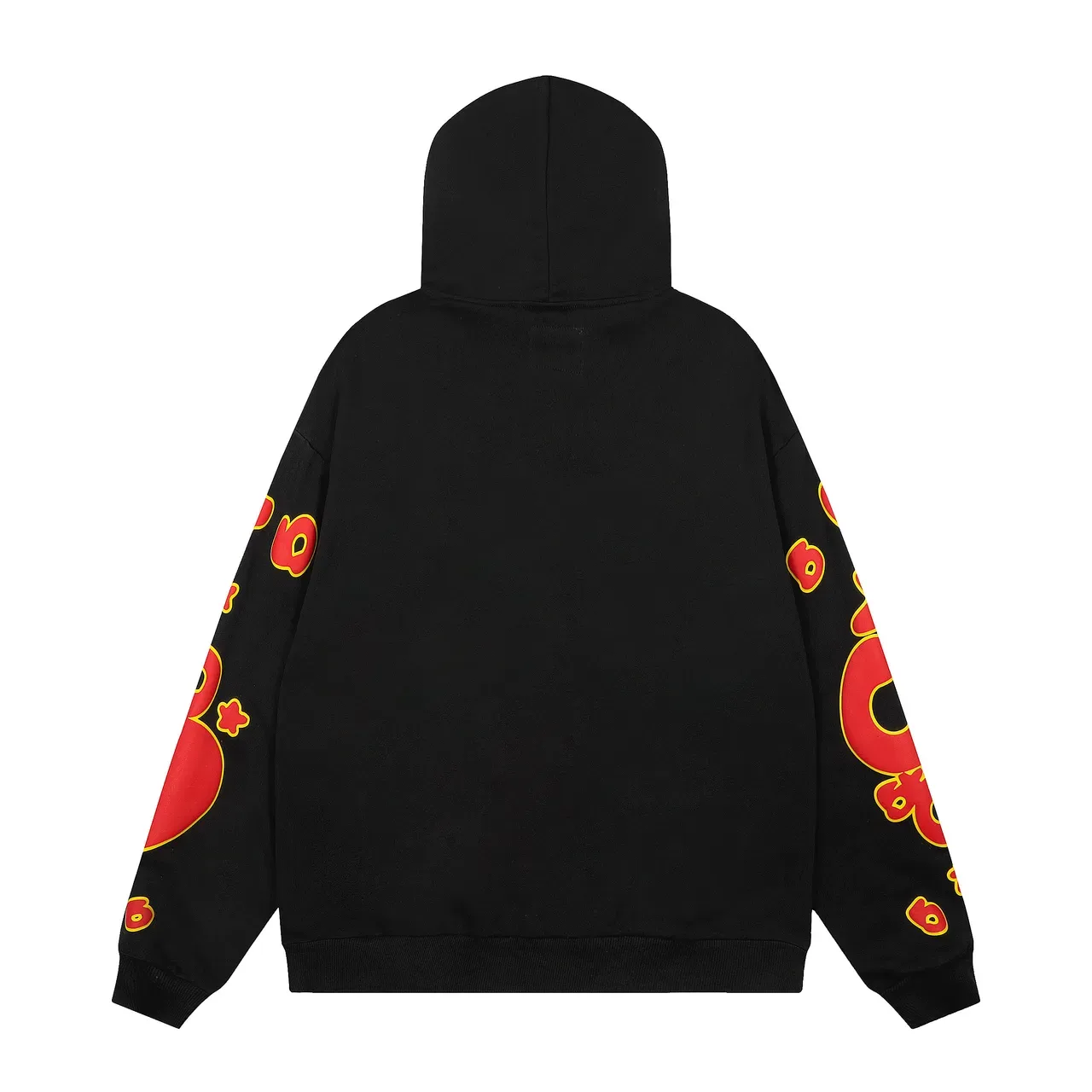 Black Red Oversized Fit Graphic-Print Front And Sleeves Hoodie 3