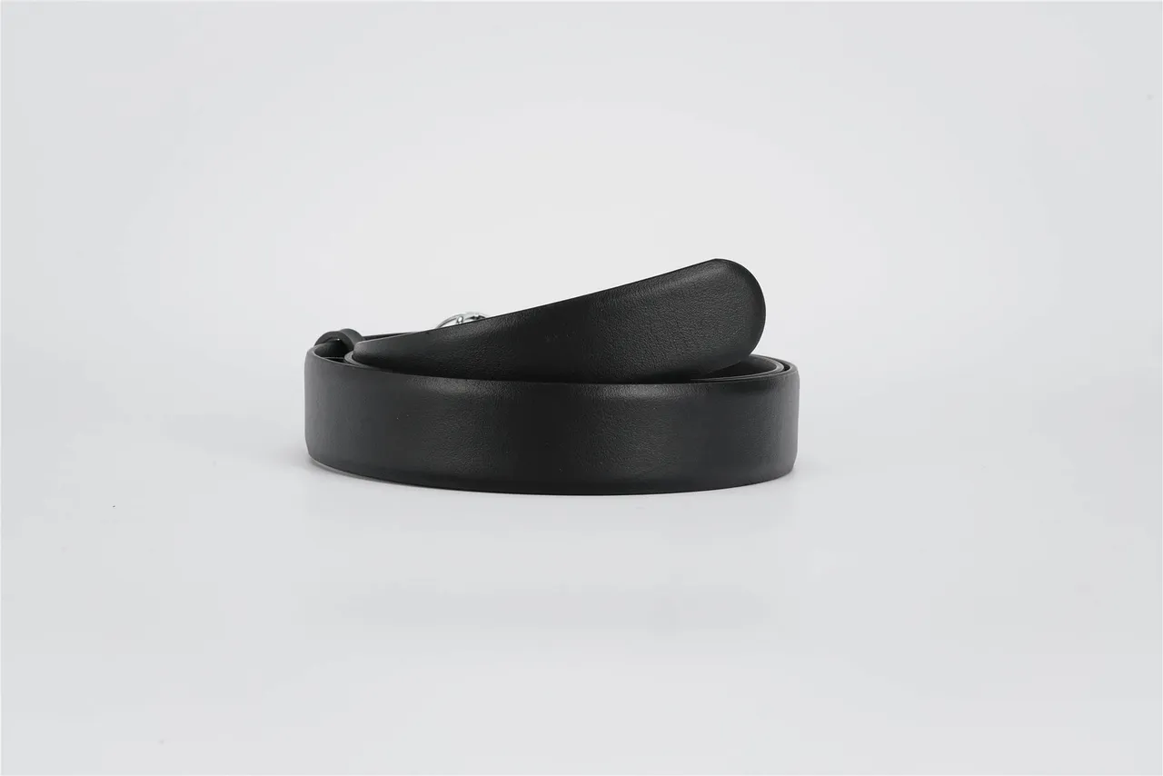 Black Silver Strap Crystal-Embellished Buckle Leather Belt 2