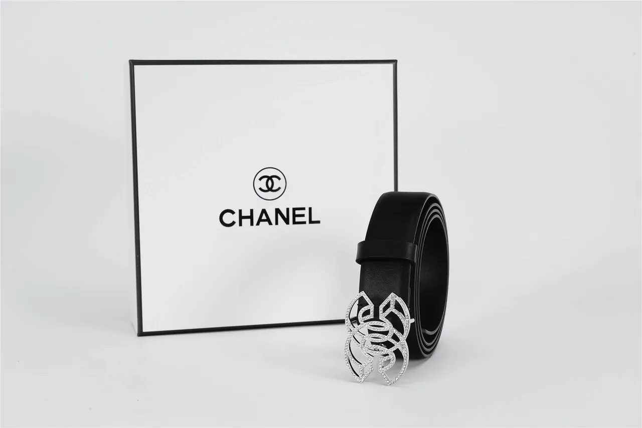 Black Silver Strap Crystal-Embellished Buckle Leather Belt 5
