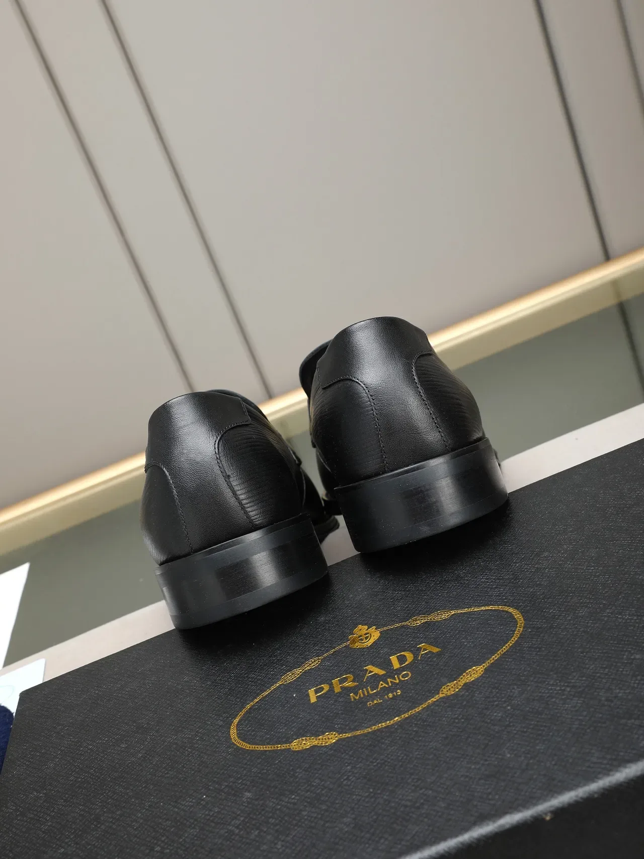Black Textured Leather Buckle Strap Loafer 4