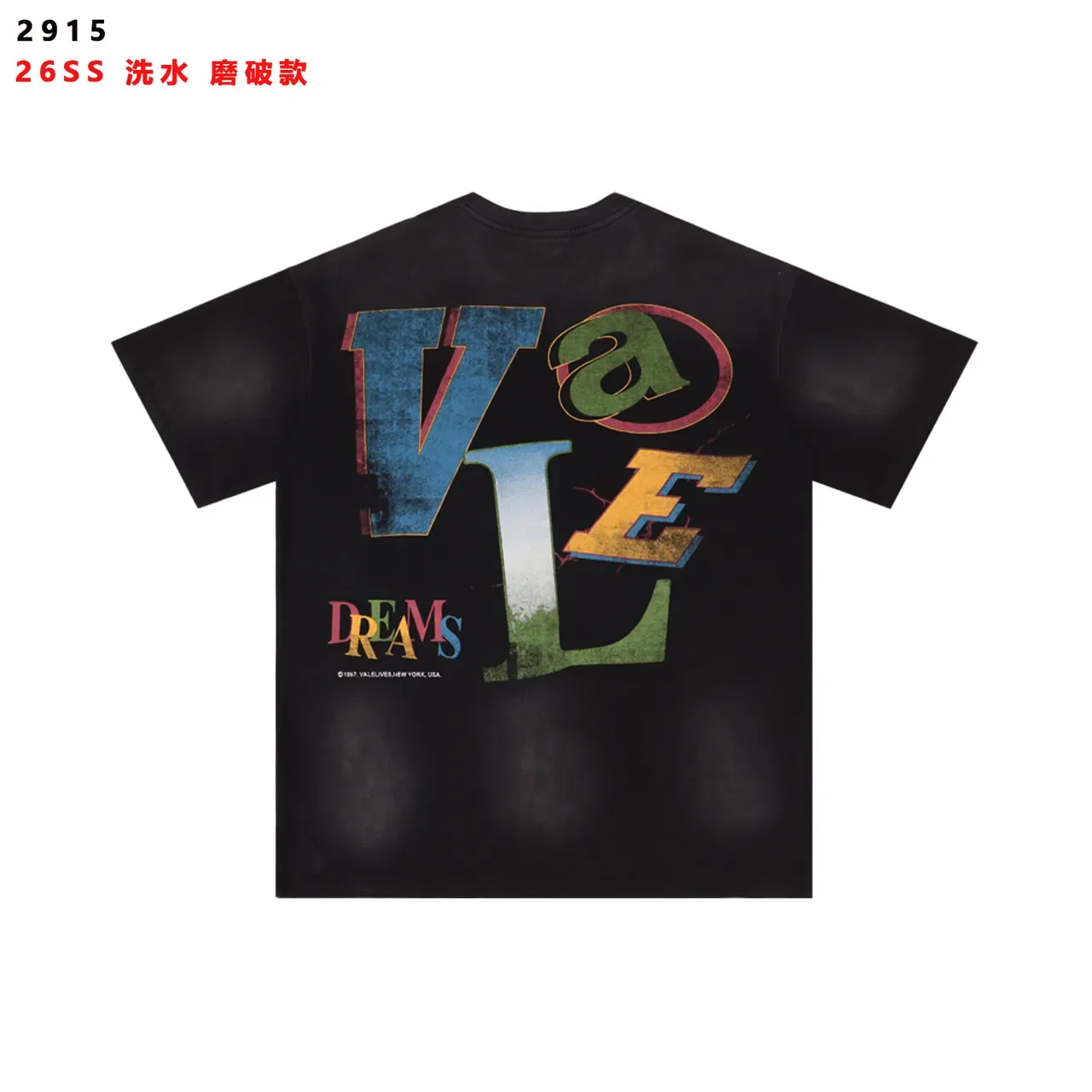 Black Washed Distressed Graphic T-Shirt 3