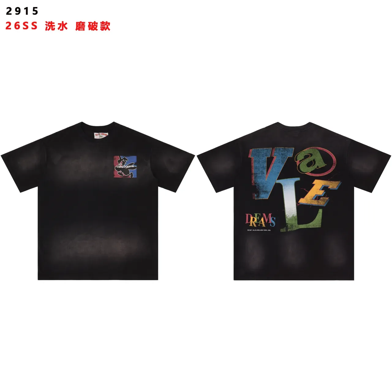 Black Washed Distressed Graphic T-Shirt 5