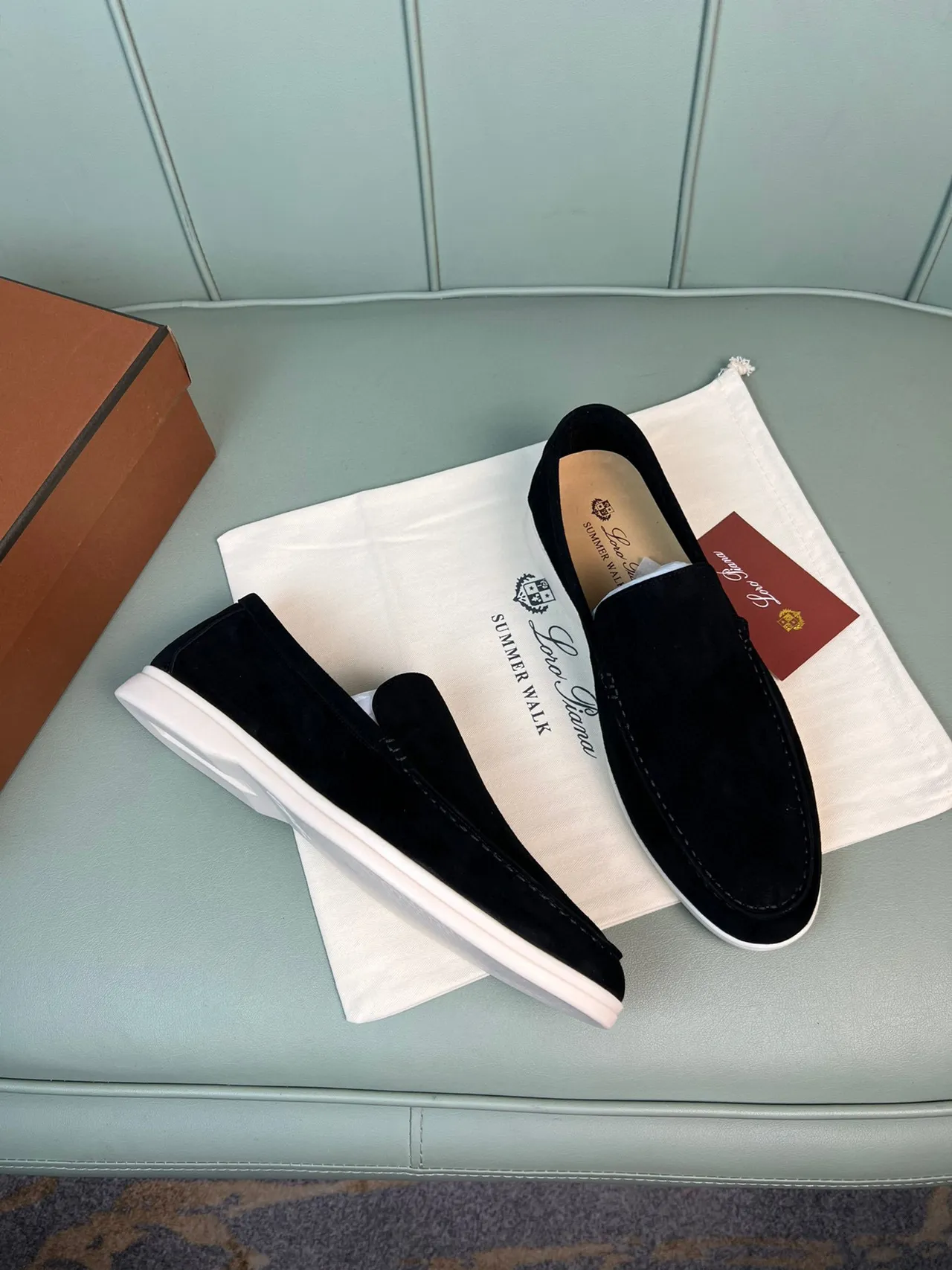 Black White Suede Rubber Sole Loafer 5